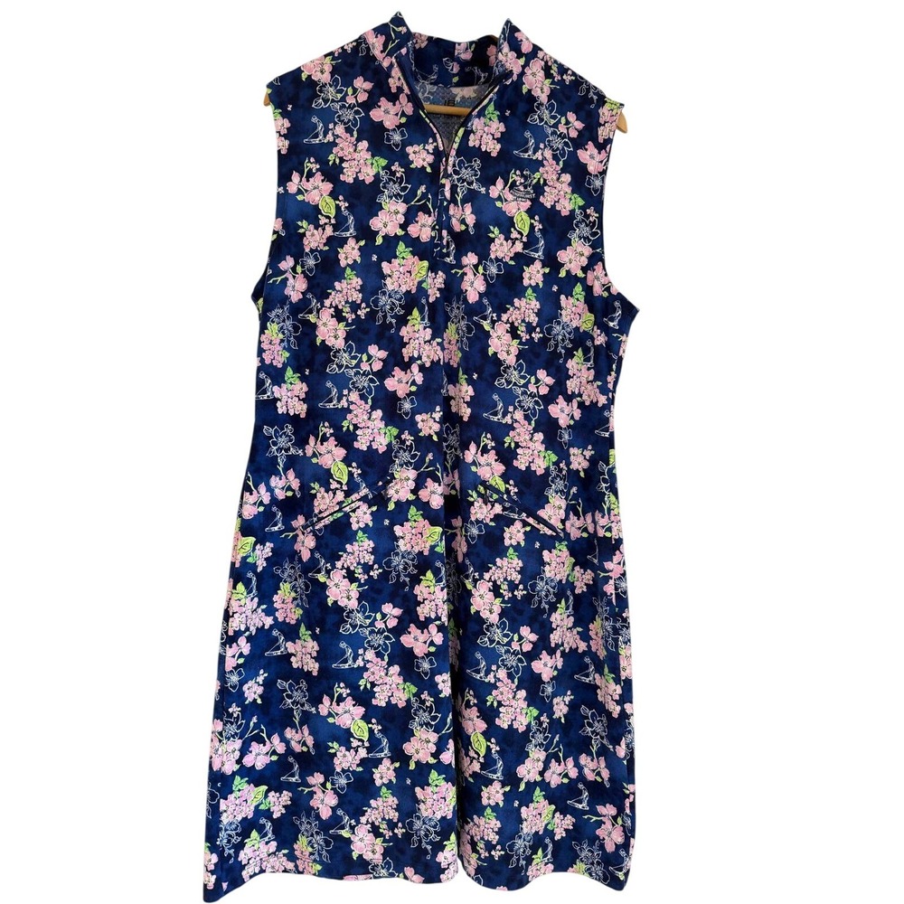 IBKÜL Pinehurst 1895 Golf Dress XL Blue Pink Floral Putter Boy UPF 50+ Cooling